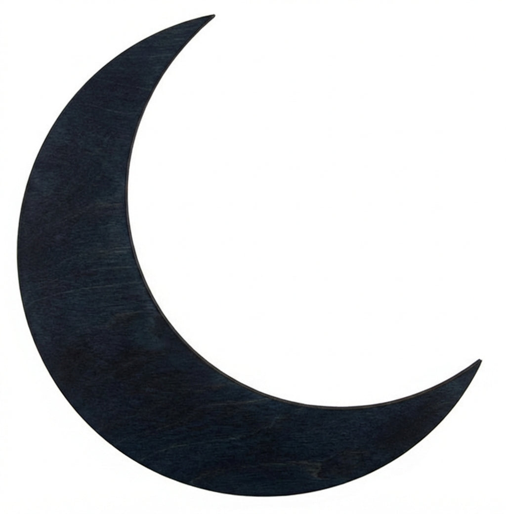 Crescent Moon Wood Wall Art Carved Wood Wall Art Panel - Freeform (Midnight Sky)