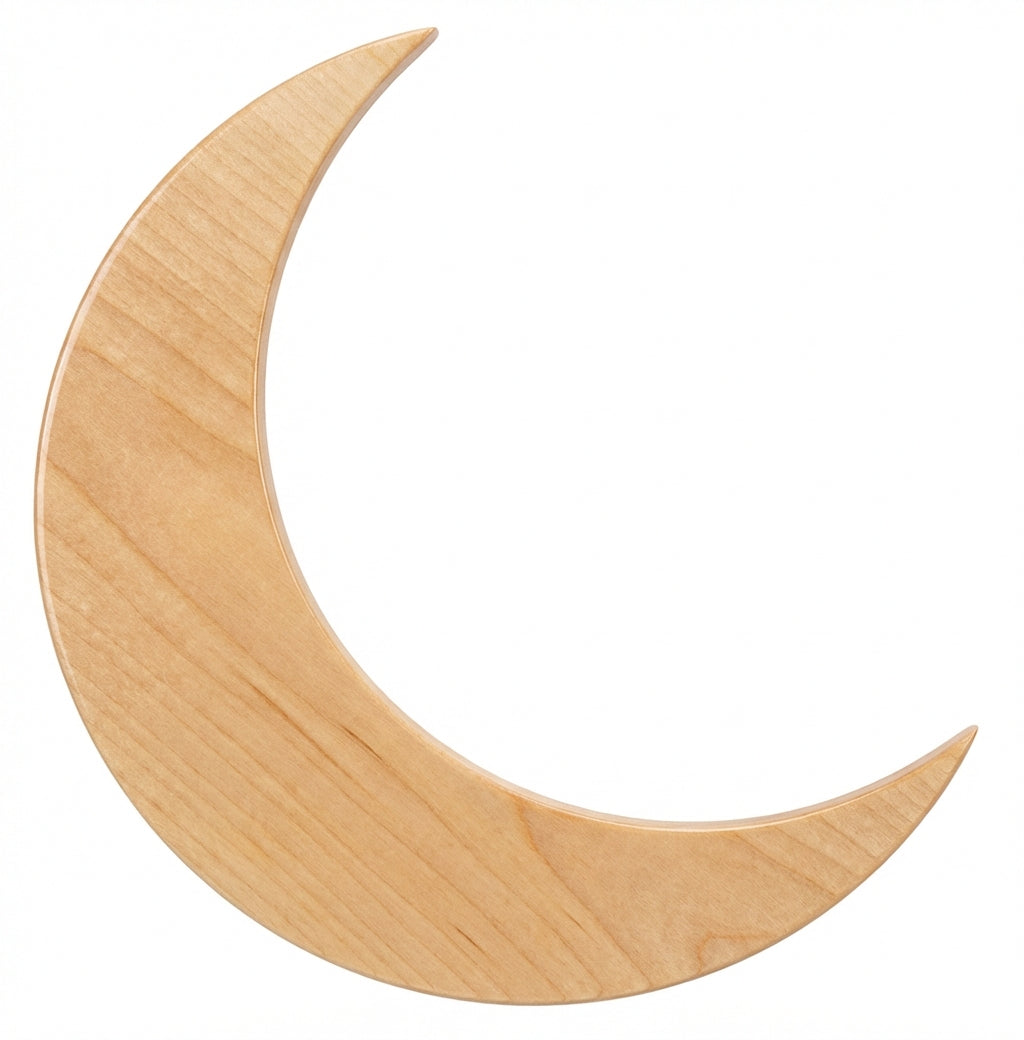 Crescent Moon Wood Wall Art Carved Wood Wall Art Panel - Freeform (Natural)