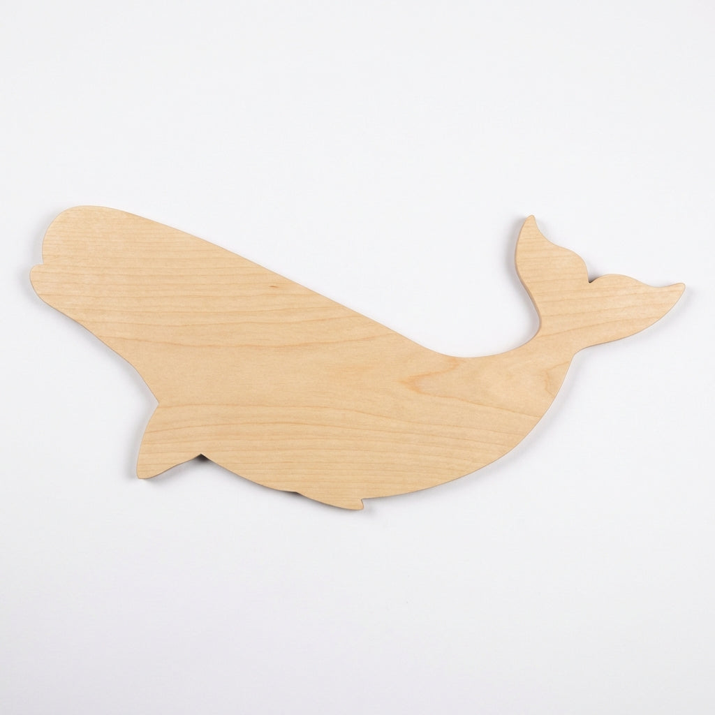 Beluga Whale Wood Wall Art Carved Wood Wall Art Panel - Freeform (Natural)