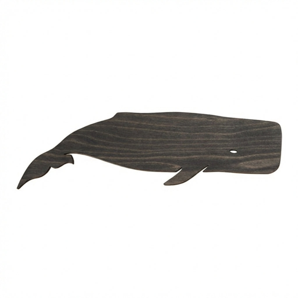 Sperm Whale Wood Wall Art Carved Wood Wall Art Panel - Freeform (Charcoal)