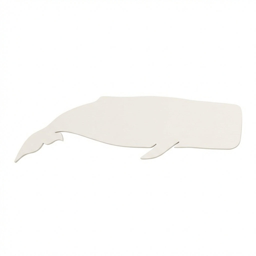 Sperm Whale Wood Wall Art Carved Wood Wall Art Panel - Freeform (Cotton White)