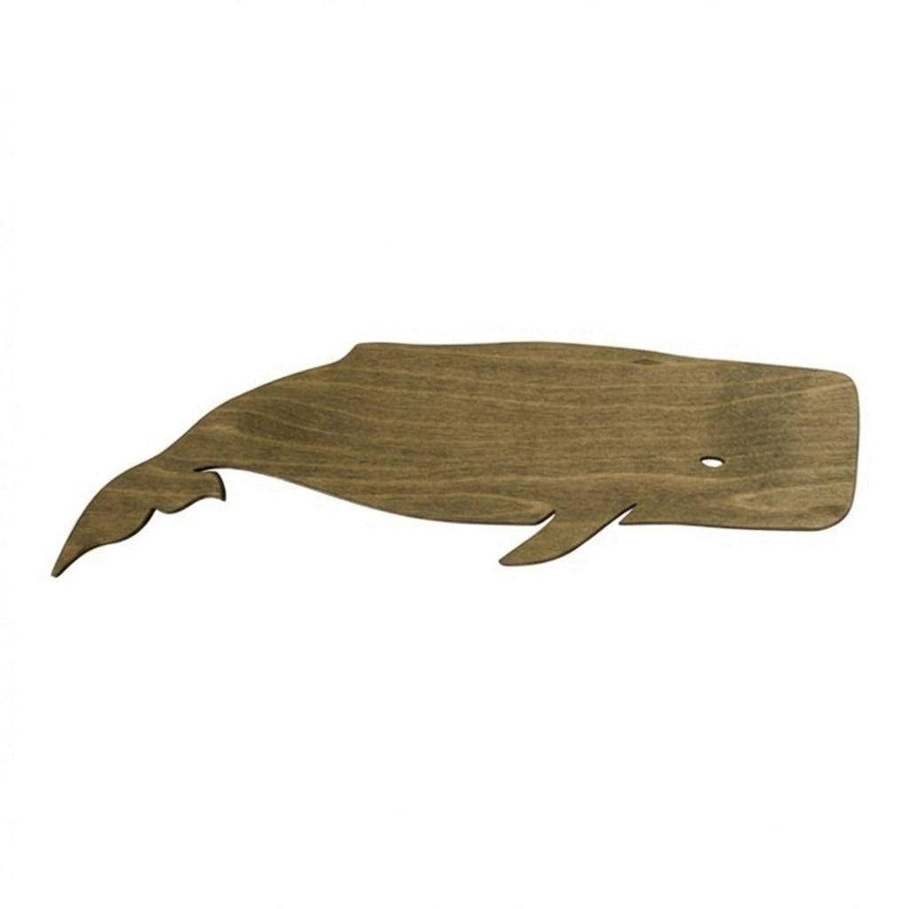 Sperm Whale Wood Wall Art Carved Wood Wall Art Panel - Freeform (Fern)