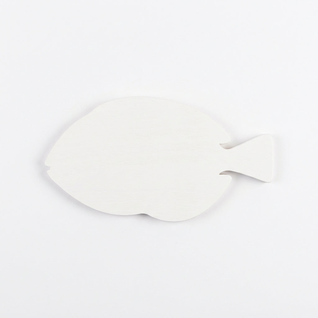 Blue Tang Wood Wall Art Carved Wood Wall Art Panel - Freeform (Cotton White)