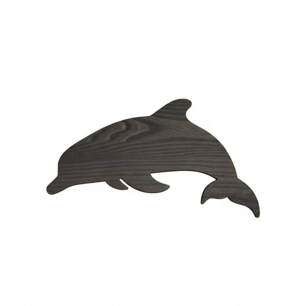 Porpoise Wood Wall Art Carved Wood Wall Art Panel - Freeform (Charcoal)