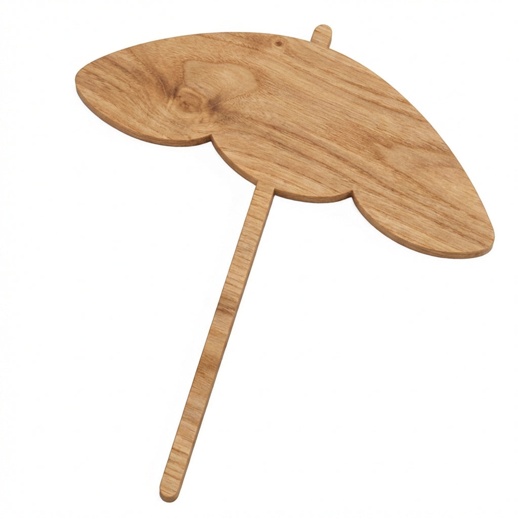 Beach Umbrella Wood Wall Art Carved Wood Wall Art Panel - Freeform (Natural)