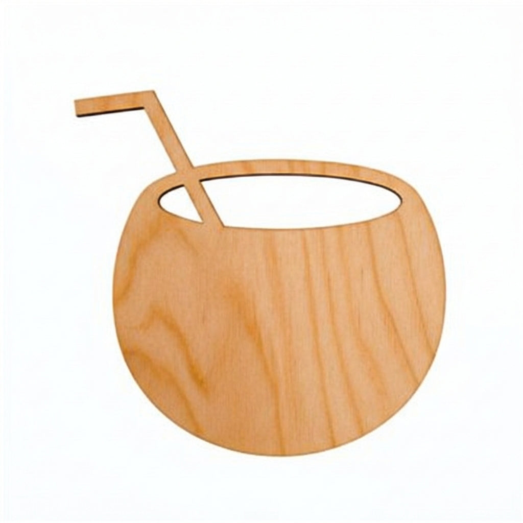 Coconut Drink Wood Wall Art Carved Wood Wall Art Panel - Freeform (Natural)
