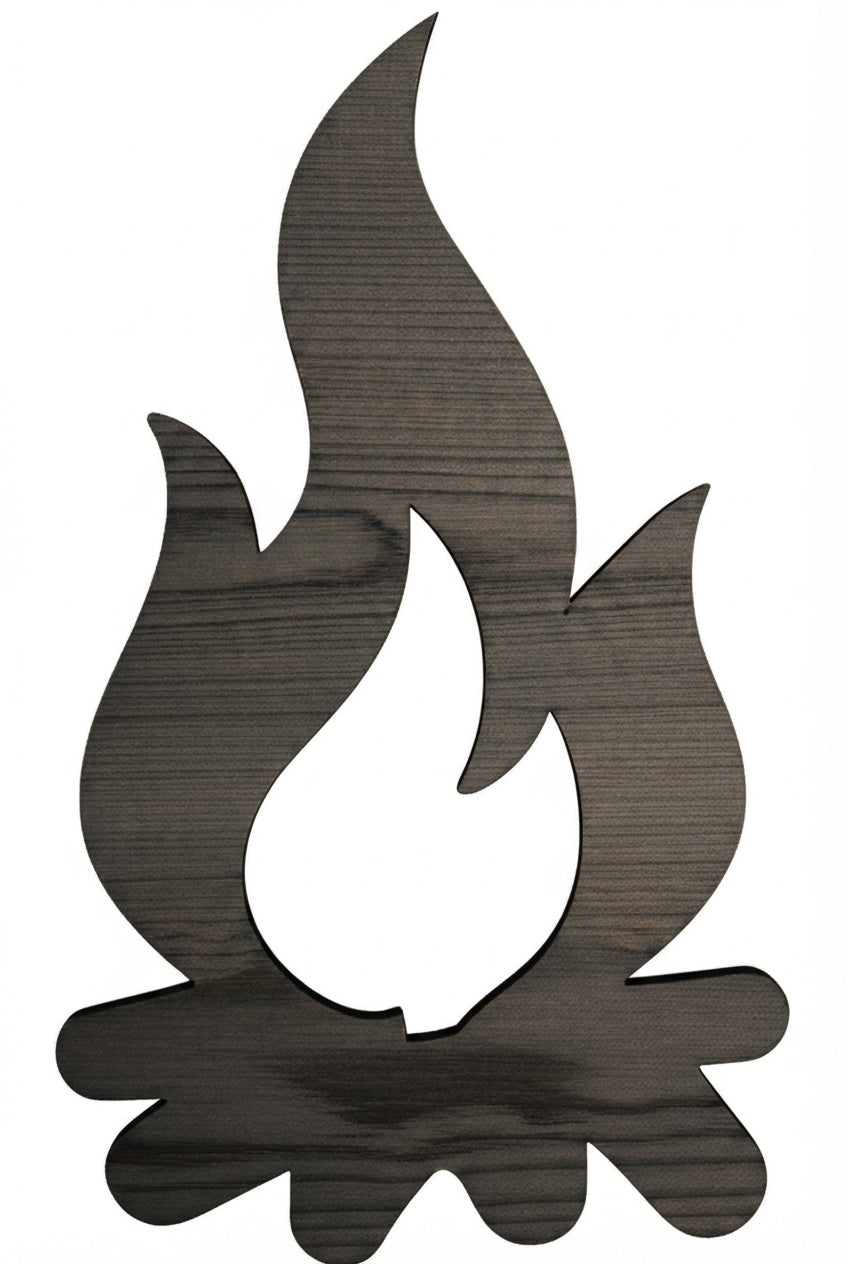 Campfire Wood Wall Art Carved Wood Wall Art Panel - Freeform (Charcoal)