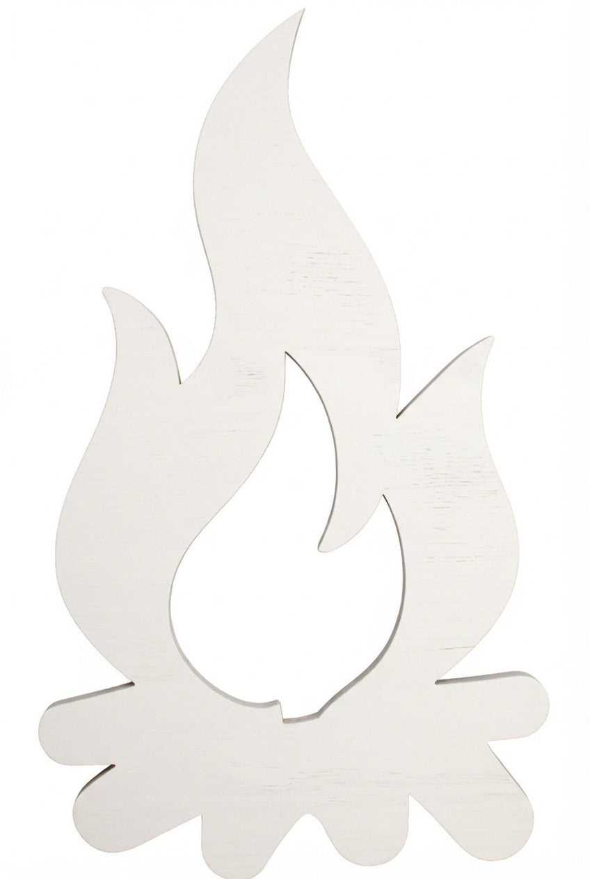 Campfire Wood Wall Art Carved Wood Wall Art Panel - Freeform (Cotton White)