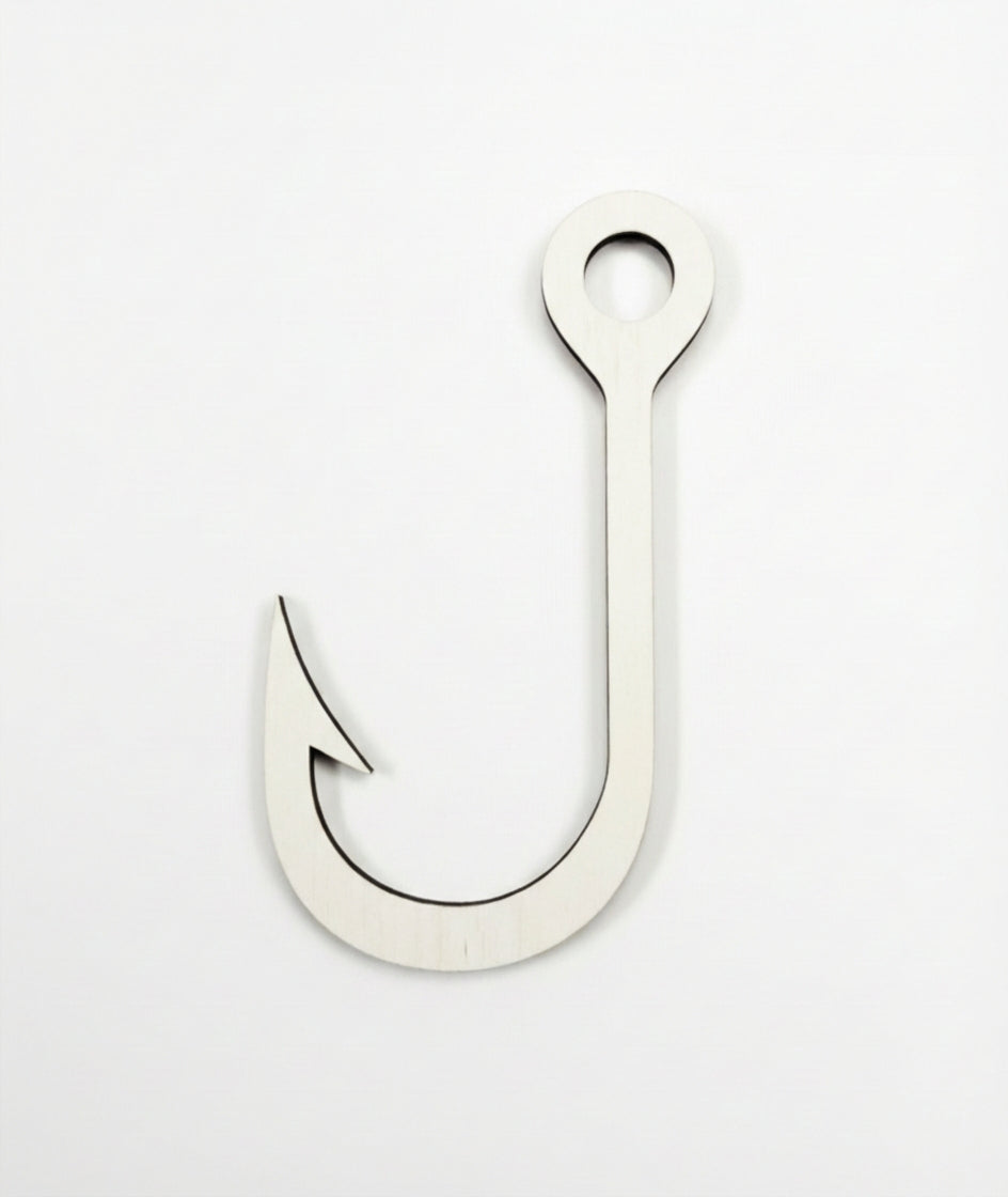 Fish Hook Wood Wall Art Carved Wood Wall Art Panel - Freeform (Cotton White)