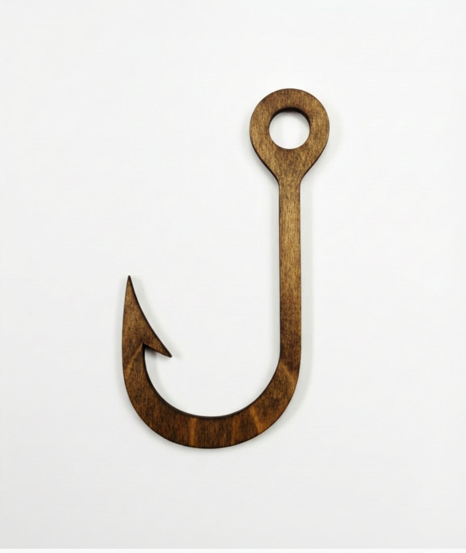 Fish Hook Wood Wall Art Carved Wood Wall Art Panel - Freeform (Fern)