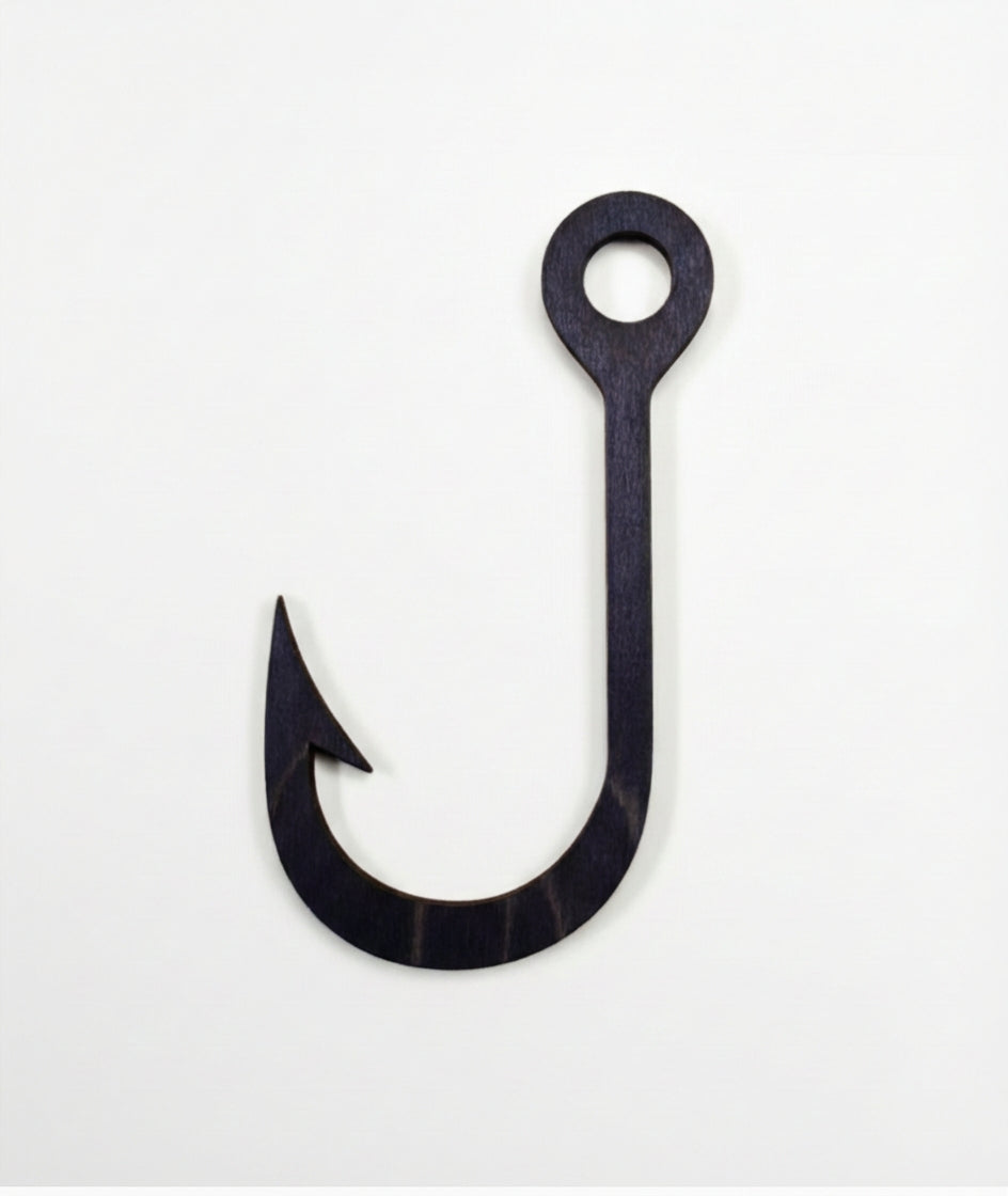 Fish Hook Wood Wall Art Carved Wood Wall Art Panel - Freeform (Midnight Sky)