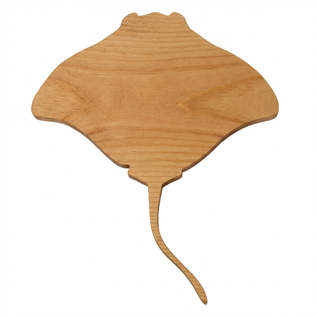 Stingray Wood Wall Art Carved Wood Wall Art Panel - Freeform (Natural)