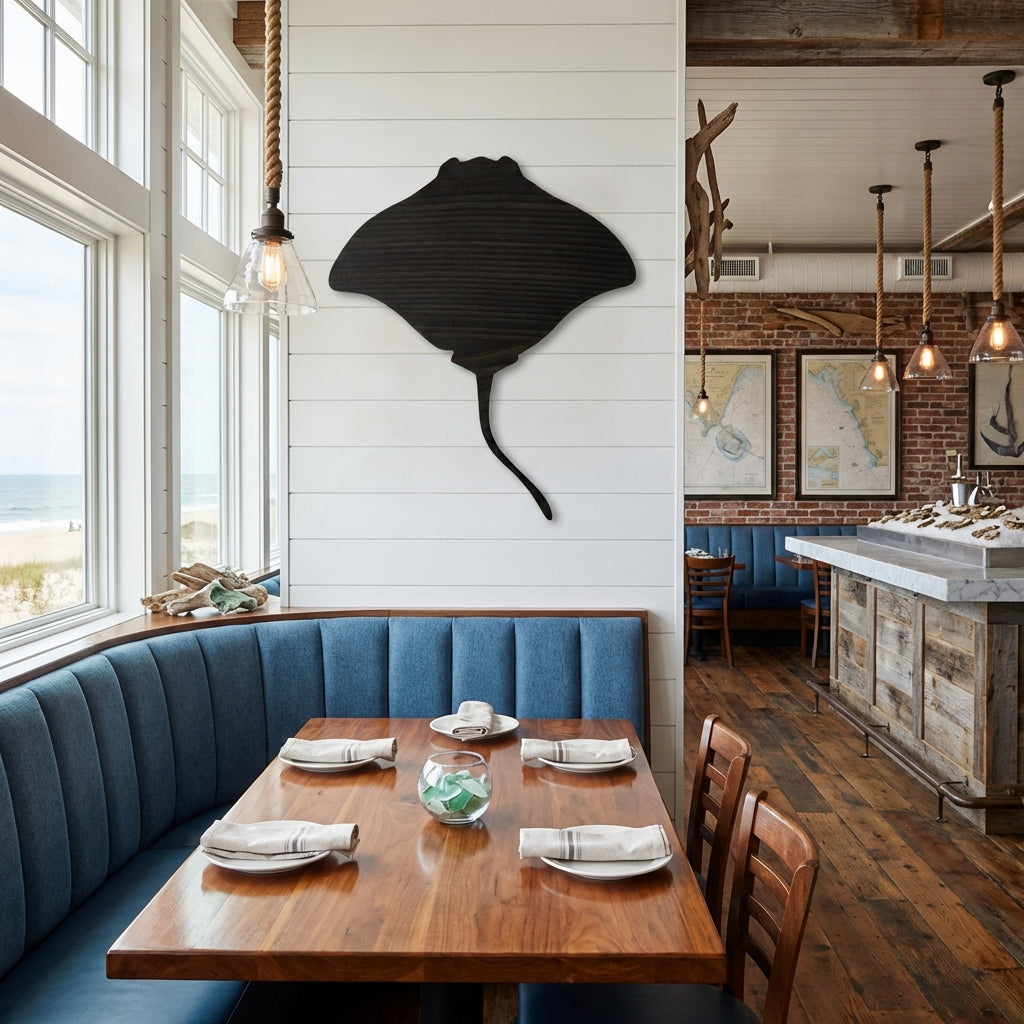 Stingray Wood Wall Art Carved Wood Wall Art Panel