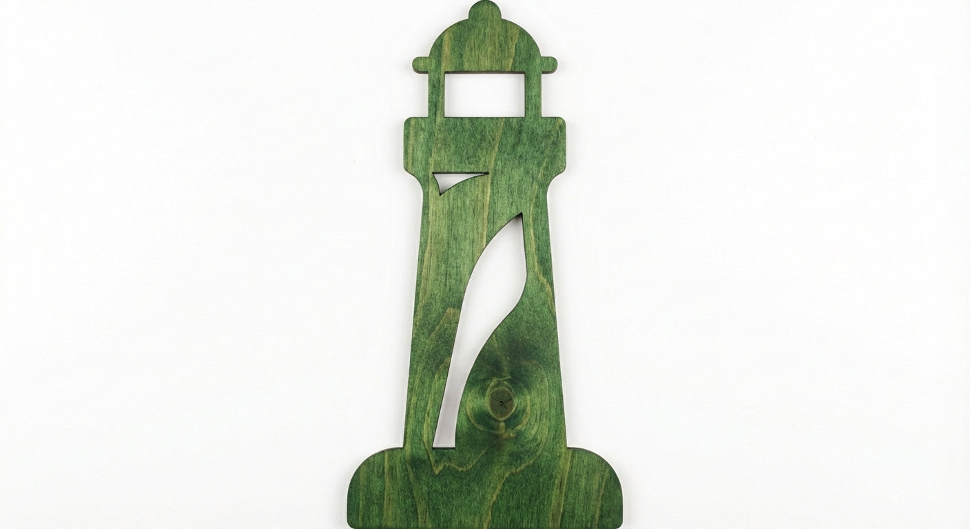 Lighthouse Carved Wood Wall Art Panel - Freeform (Fern)