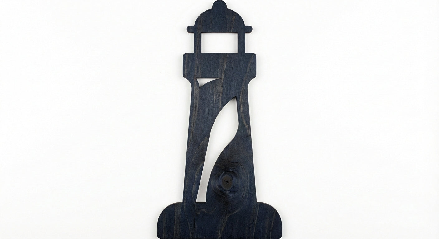 Lighthouse Carved Wood Wall Art Panel - Freeform (Midnight Sky)