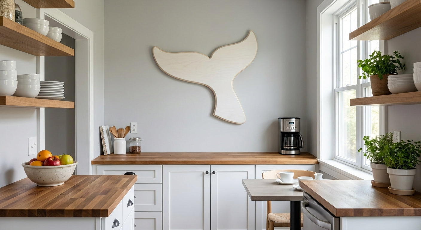 Whale Tail in Cotton White finish - room setting